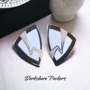 Abstract Ribbon Rocco Co Earrings Enameled Eames Era‎